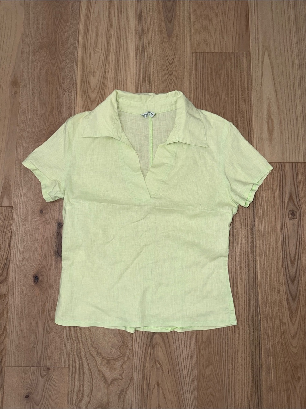 Light Green Collared Women’s Top Linen
